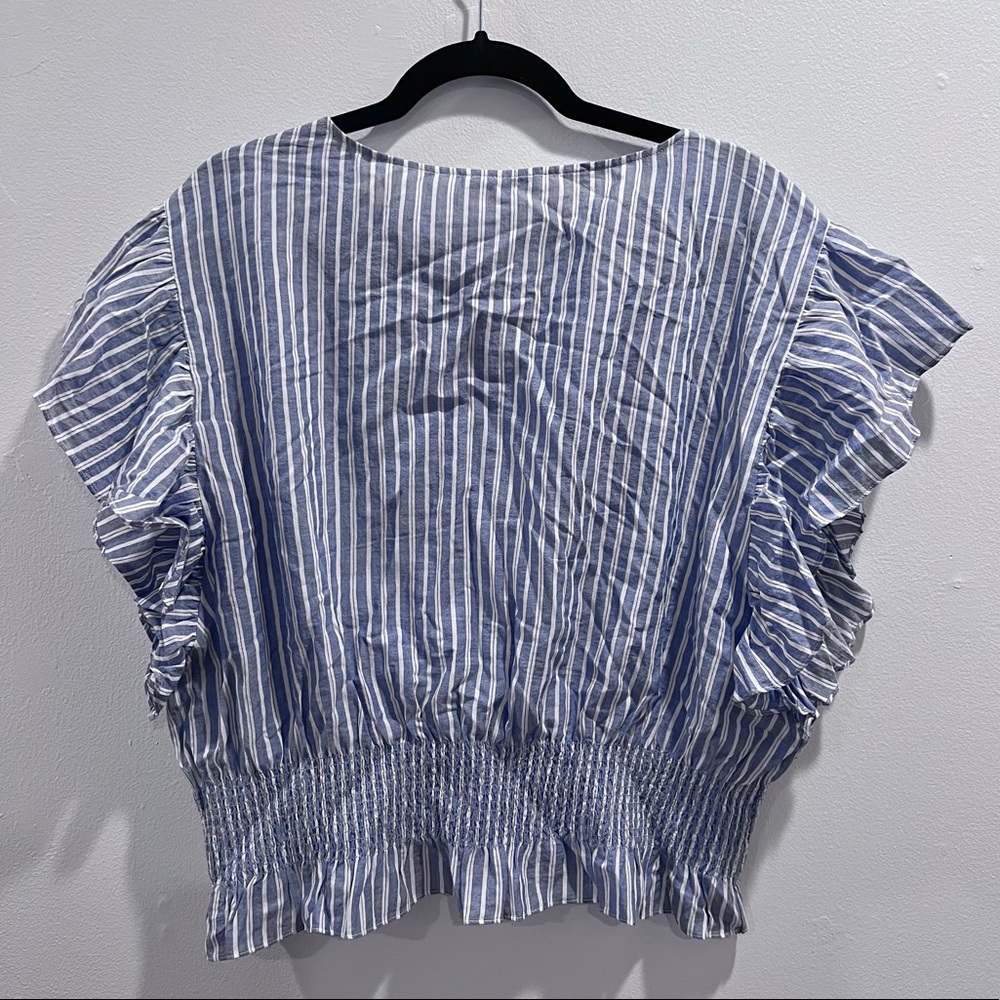 Madewell Flutter-Sleeve Smocked Top in Stripe - Picture 7 of 9